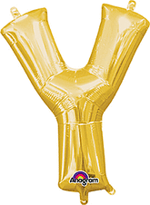 Gold  Letter "Y" Mylar 16 Inch Balloon